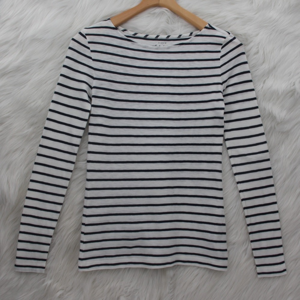 Lot of 3 J.CREW Women's XXS Blue Stripe Gray Black Artist Tee Long Sleeve Shirts - Picture 3 of 11